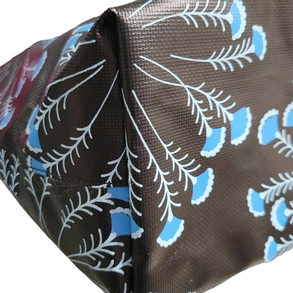 JUICY COUTURE Rare 'Carry Me' Tote Coated PVC & Leather (Black & Blue) - GUC - Picture 7 of 13